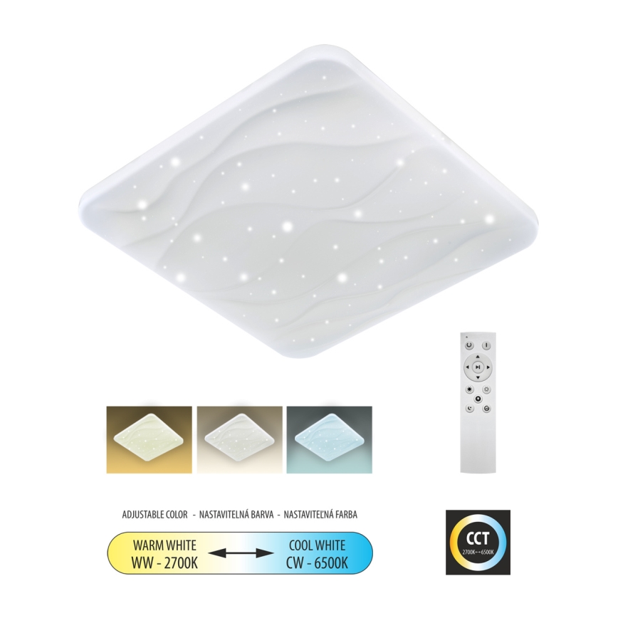 LED Димируем плафон NERIS LED/60W/230V 2700-6500K 53x53 см + дистанционно управление