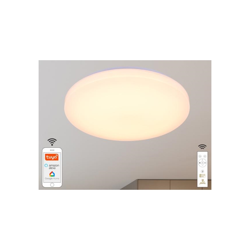 LED Димируем плафон OPAL LED/48W/230V 2700-6500K Wi-Fi Tuya бял + дистанционно управление