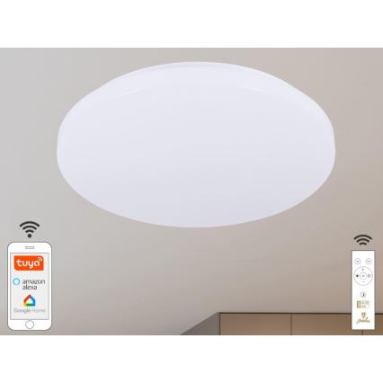 LED Димируем плафон OPAL LED/48W/230V 2700-6500K Wi-Fi Tuya бял + дистанционно управление