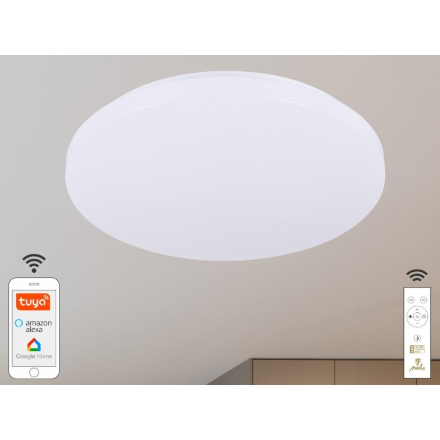 LED Димируем плафон OPAL LED/48W/230V 2700-6500K Wi-Fi Tuya бял + дистанционно управление