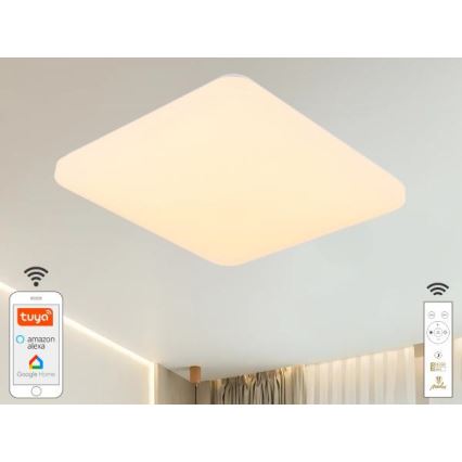 LED Димируем плафон OPAL LED/48W/230V 2700-6500K Wi-Fi Tuya бял + дистанционно управление