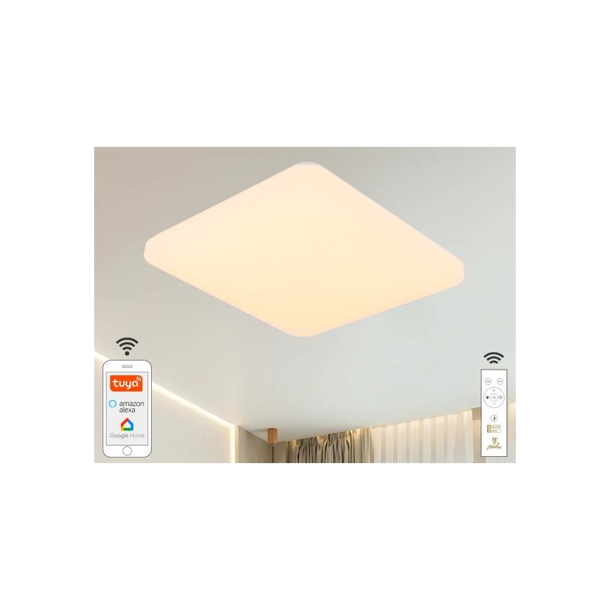 LED Димируем плафон OPAL LED/48W/230V 2700-6500K Wi-Fi Tuya бял + дистанционно управление