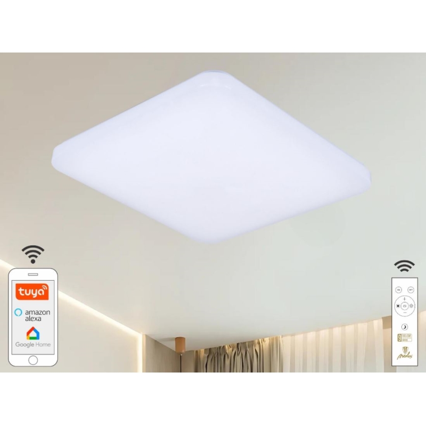 LED Димируем плафон OPAL LED/48W/230V 2700-6500K Wi-Fi Tuya бял + дистанционно управление