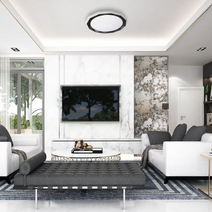 LED Димируем плафон OSCAR LED/45W/230V 3000-6000K черен + дистанционно управление