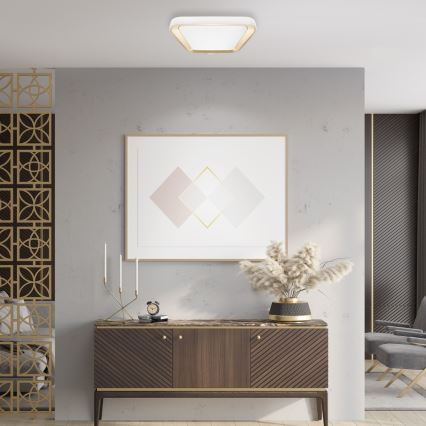 LED Димируем плафон QUADRO LED/38W/230V 3000-6000K бял/златист + дистанционно