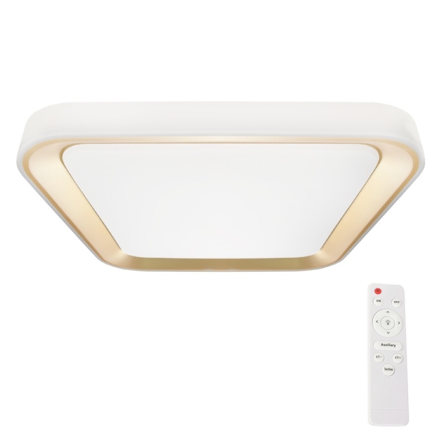 LED Димируем плафон QUADRO LED/38W/230V 3000-6000K бял/златист + дистанционно