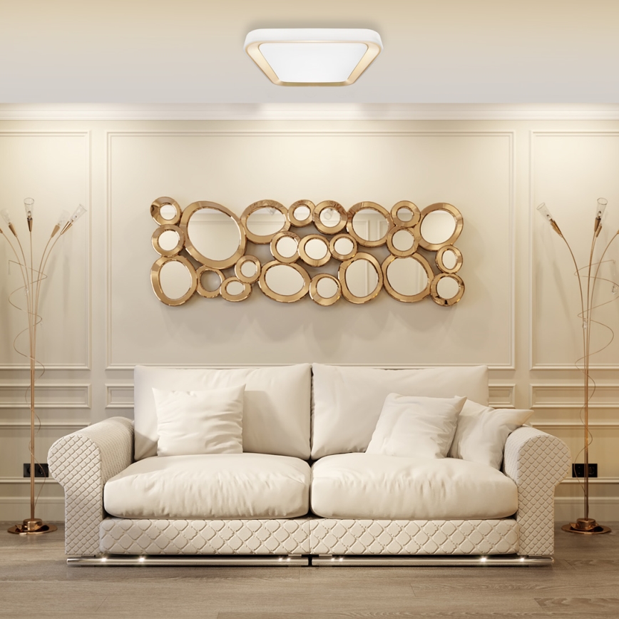 LED Димируем плафон QUADRO LED/66W/230V 3000-6000K бял/златист + дистанционно