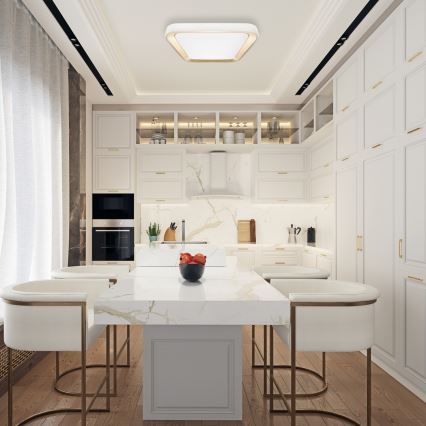 LED Димируем плафон QUADRO LED/66W/230V 3000-6000K бял/златист + дистанционно