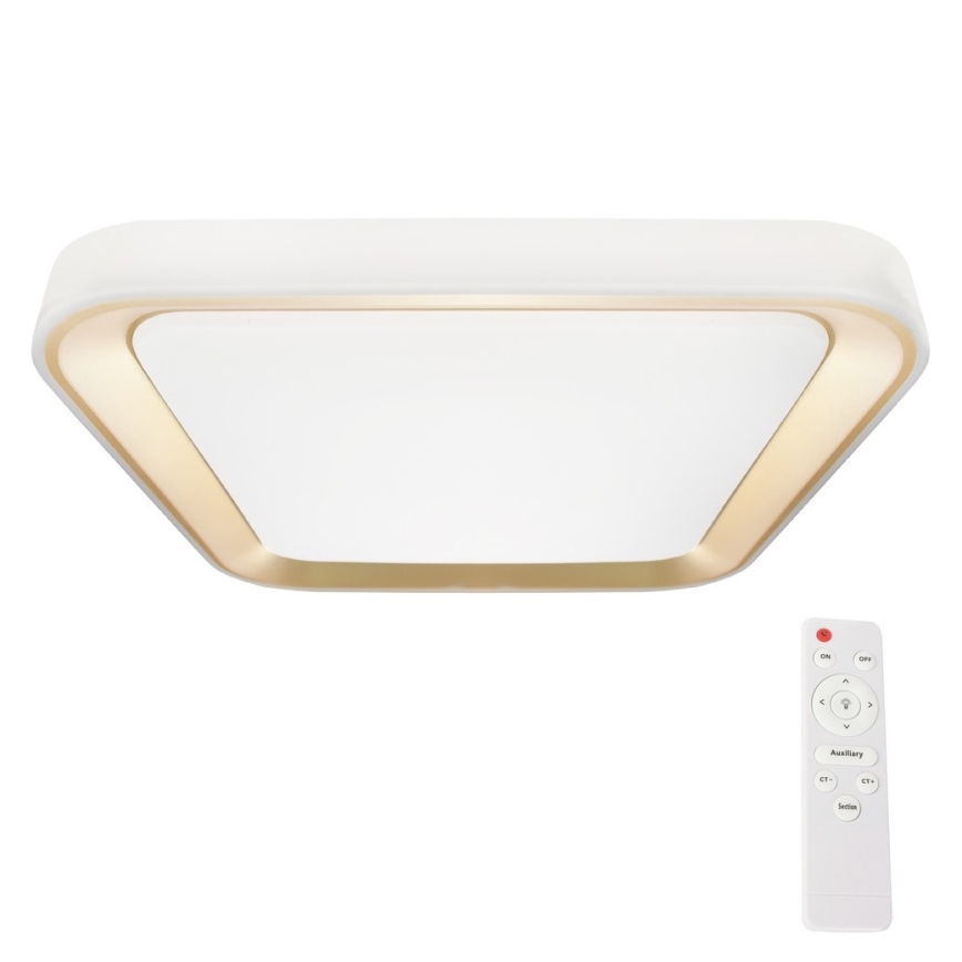 LED Димируем плафон QUADRO LED/66W/230V 3000-6000K бял/златист + дистанционно