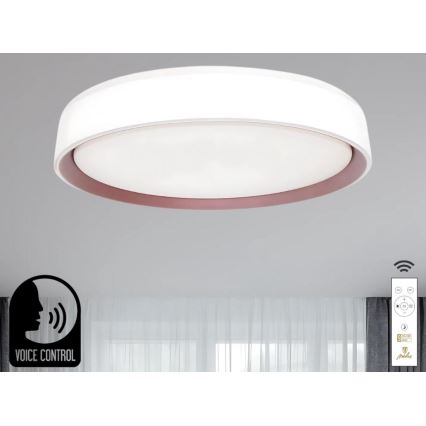 LED Димируем плафон с гласово управление OPAL LED/48W/230V 2700-6500K бял + дистанционно управление