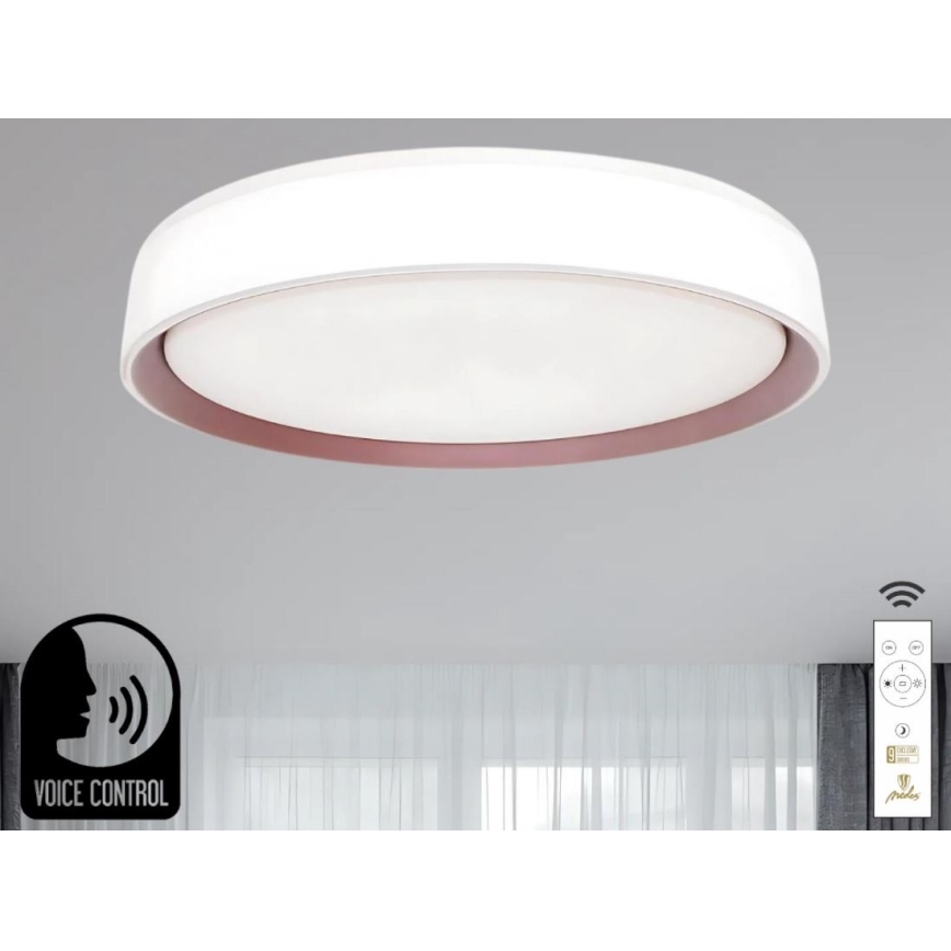 LED Димируем плафон с гласово управление OPAL LED/48W/230V 2700-6500K бял + дистанционно управление