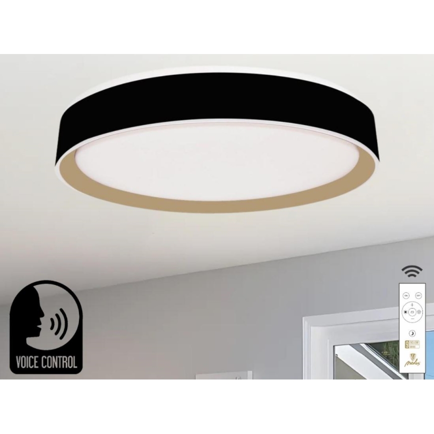 LED Димируем плафон с гласово управление OPAL LED/48W/230V 2700-6500K черен + дистанционно управление