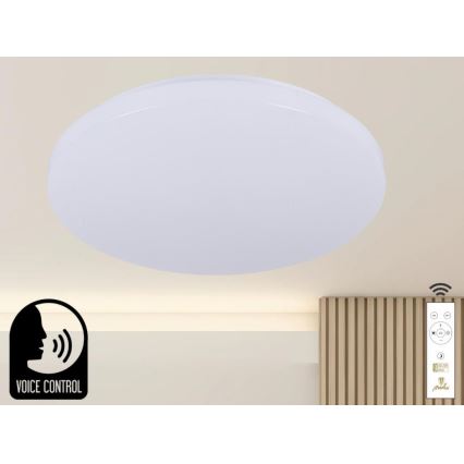 LED Димируем плафон с гласово управление OPAL LED/48W/230V 2700-6500K бял + дистанционно управление