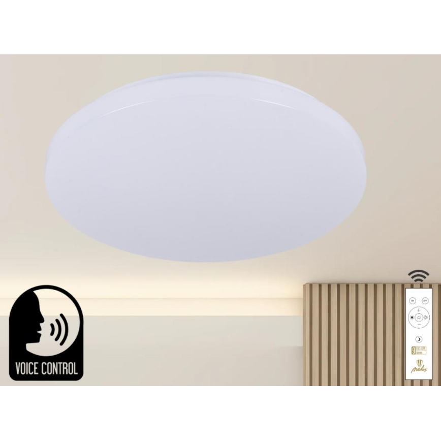 LED Димируем плафон с гласово управление OPAL LED/48W/230V 2700-6500K бял + дистанционно управление