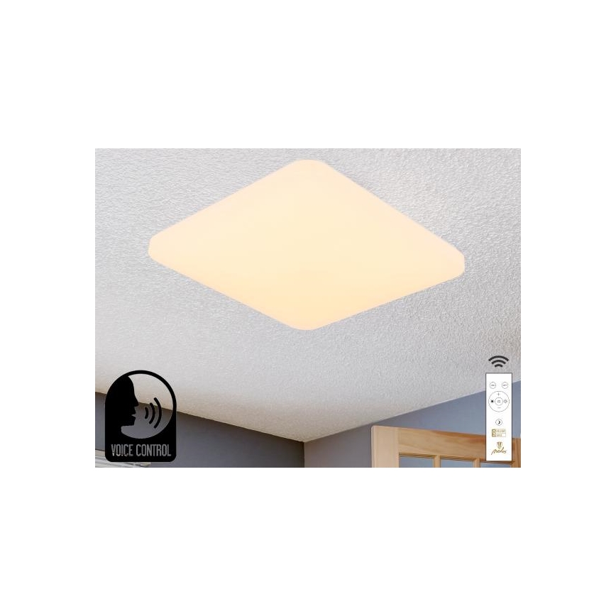 LED Димируем плафон с гласово управление OPAL LED/48W/230V 2700-6500K бял + дистанционно управление