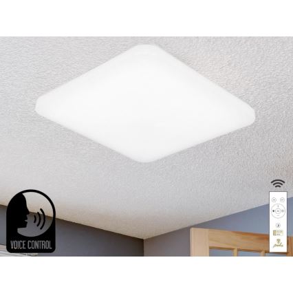 LED Димируем плафон с гласово управление OPAL LED/48W/230V 2700-6500K бял + дистанционно управление