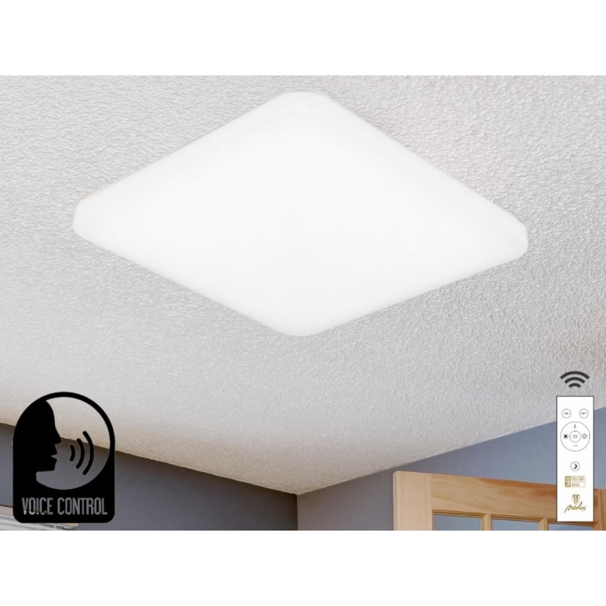 LED Димируем плафон с гласово управление OPAL LED/48W/230V 2700-6500K бял + дистанционно управление