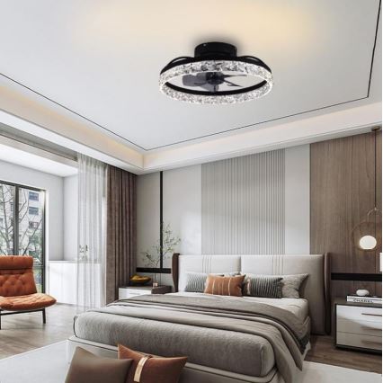 LED Димируем плафон с вентилатор LED/35W/230V 3000-6500K черен + дистанционно управление