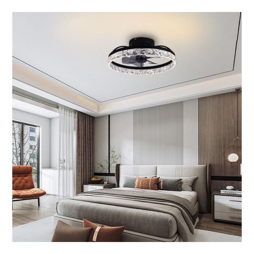 LED Димируем плафон с вентилатор LED/35W/230V 3000-6500K черен + дистанционно управление