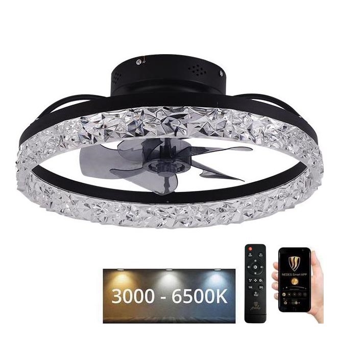 LED Димируем плафон с вентилатор LED/35W/230V 3000-6500K черен + дистанционно управление