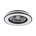 LED Димируем плафон с вентилатор LED/48W/230V 3000-6500K черен + дистанционно управление