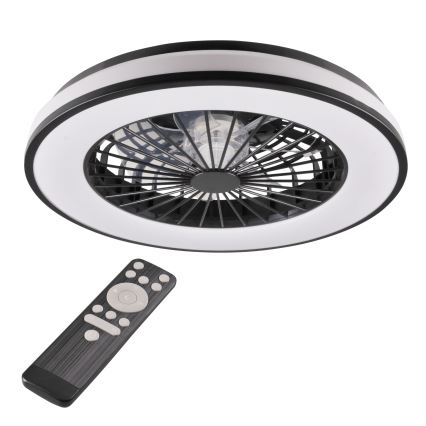LED Димируем плафон с вентилатор LED/48W/230V 3000-6500K черен + дистанционно управление