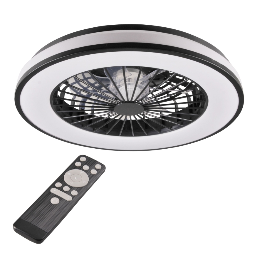 LED Димируем плафон с вентилатор LED/48W/230V 3000-6500K черен + дистанционно управление