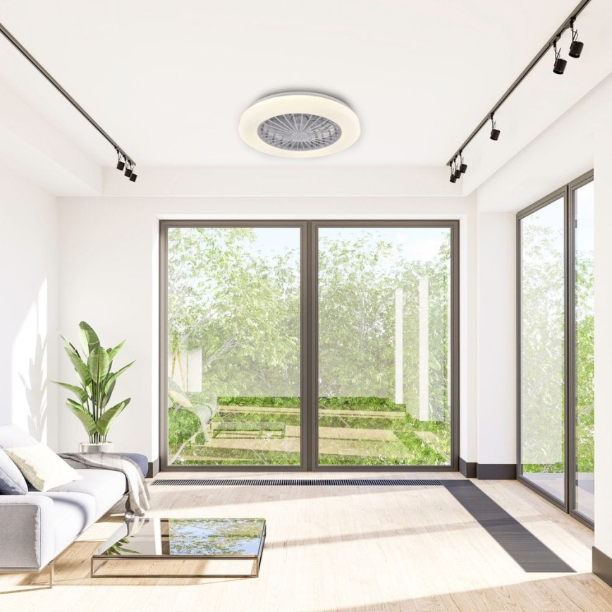 LED Димируем плафон с вентилатор LIBYA LED/48W/230V 3000-6500K бял + дистанционно управление