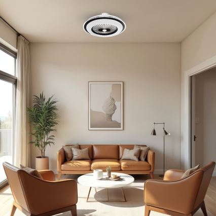 LED Димируем плафон с вентилатор ZEPHYR LED/48W/230V 3000-6000K черен + дистанционно управление