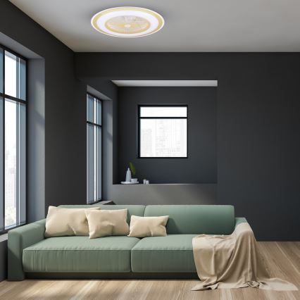 LED Димируем плафон с вентилатор ZEPHYR LED/48W/230V 3000-6000K златист + дистанционно управление