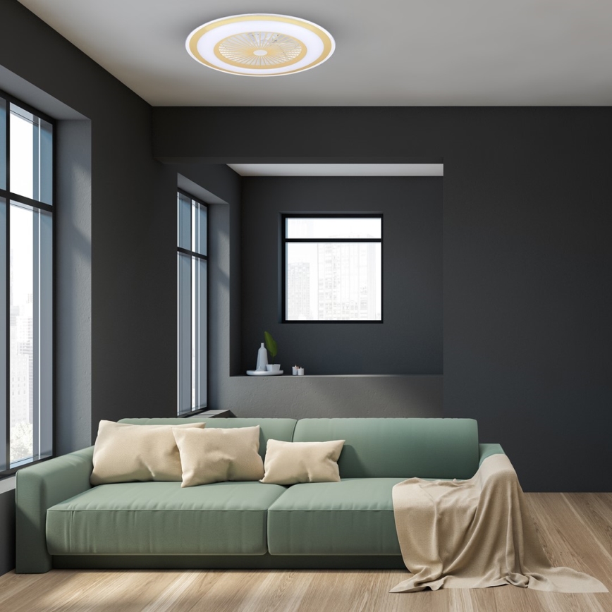 LED Димируем плафон с вентилатор ZEPHYR LED/48W/230V 3000-6000K златист + дистанционно управление