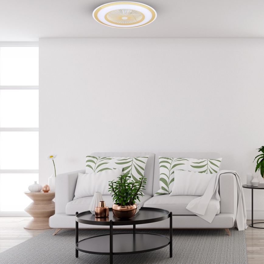 LED Димируем плафон с вентилатор ZEPHYR LED/48W/230V 3000-6000K златист + дистанционно управление