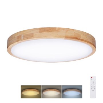 LED Димируем плафон SOLID OAK LED/48W/230V 3000-6500K дъб Ø 39 см + дистанционно управление