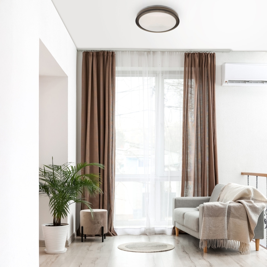 LED Димируем плафон за баня HALINA LED/48W/230V 3000-6000K Ø 38 см IP44 черен + дистанционно управление