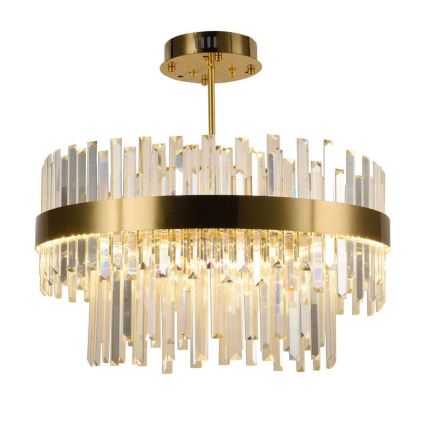 LED Димируем кристален полилей na tyči LED/80W/230V 3000-6500K златист + дистанционно управление