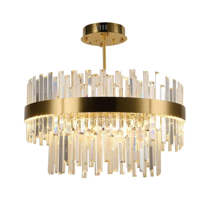 LED Димируем кристален полилей na tyči LED/80W/230V 3000-6500K златист + дистанционно управление