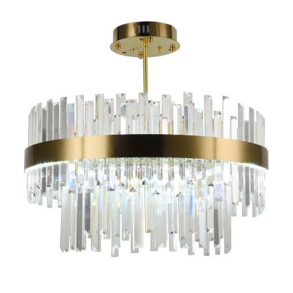 LED Димируем кристален полилей na tyči LED/80W/230V 3000-6500K златист + дистанционно управление