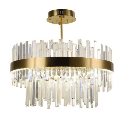 LED Димируем кристален полилей na tyči LED/80W/230V 3000-6500K златист + дистанционно управление