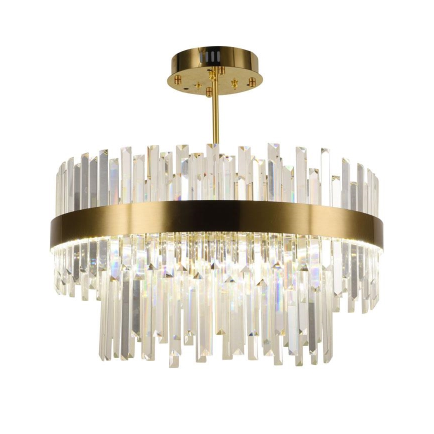 LED Димируем кристален полилей na tyči LED/80W/230V 3000-6500K златист + дистанционно управление