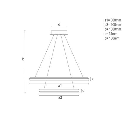 Димируема LED лампа-полилей на кабел LED/90W/230V 3000-6500K Ø 60 см със дистанционно управление