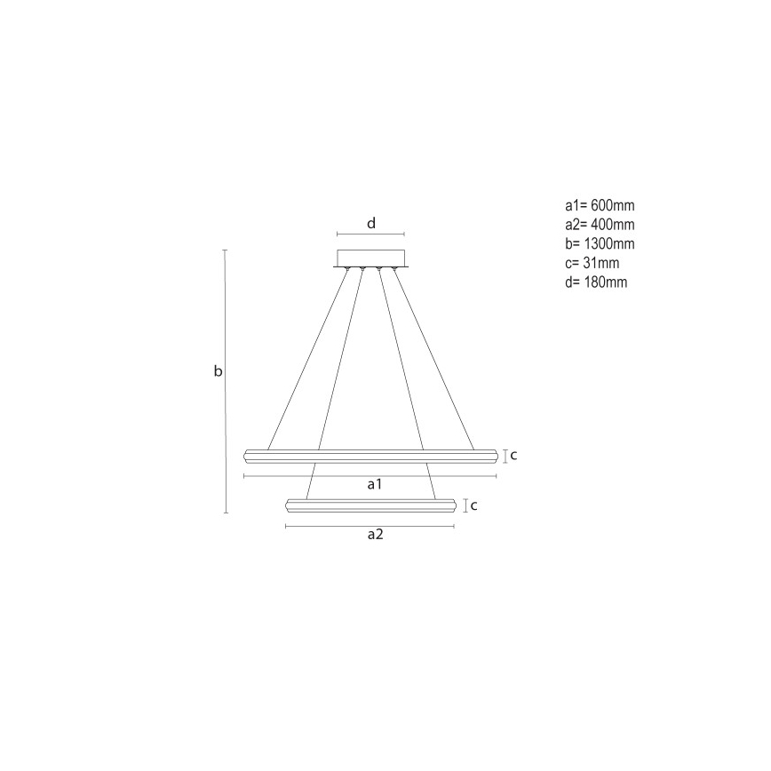 Димируема LED лампа-полилей на кабел LED/90W/230V 3000-6500K Ø 60 см със дистанционно управление