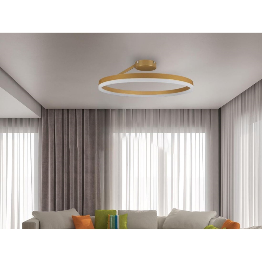 LED Димируем полилей за повърхностен монтаж LED/40W/230V 3000-6500K златист + дистанционно управление