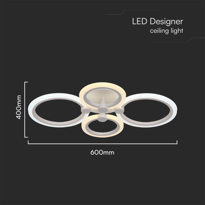 LED Димируем полилей за повърхностен монтаж LED/45W/230V 3000-6500K + дистанционно управление
