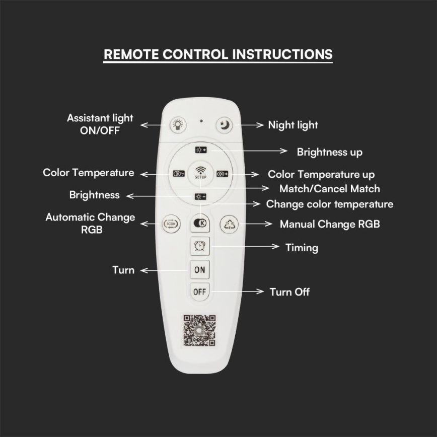 LED Димируем полилей за повърхностен монтаж LED/70W/230V 3000-6500K + дистанционно управление