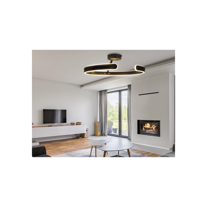 LED Димируем полилей за повърхностен монтаж LED/72W/230V 3000-6500K черен + дистанционно управление