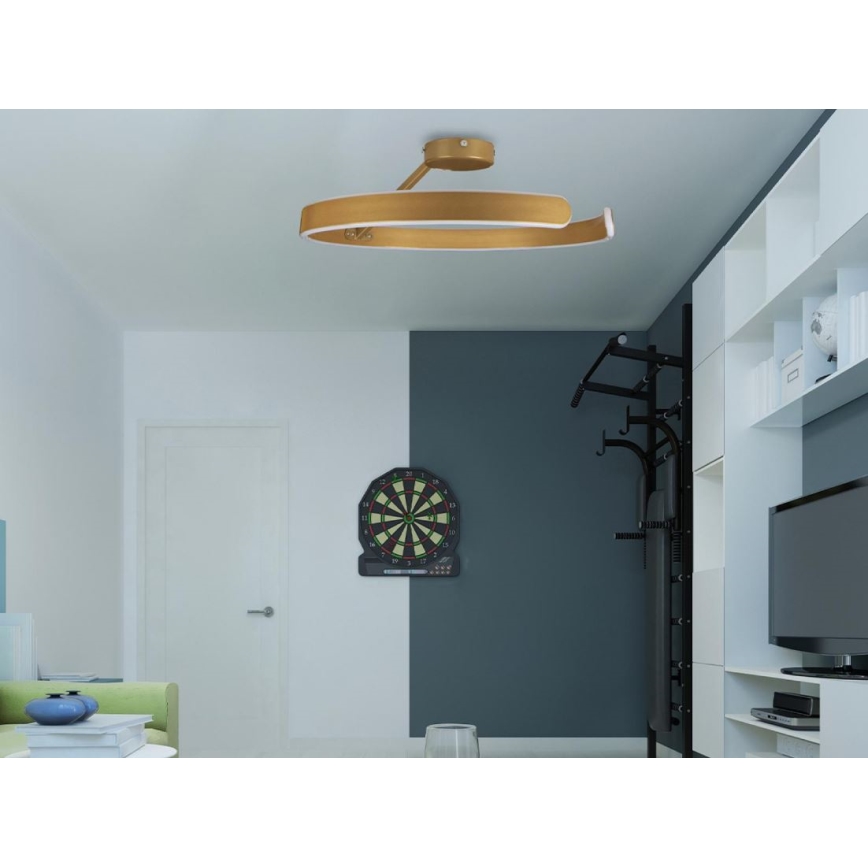 LED Димируем полилей за повърхностен монтаж LED/72W/230V 3000-6500K златист + дистанционно управление