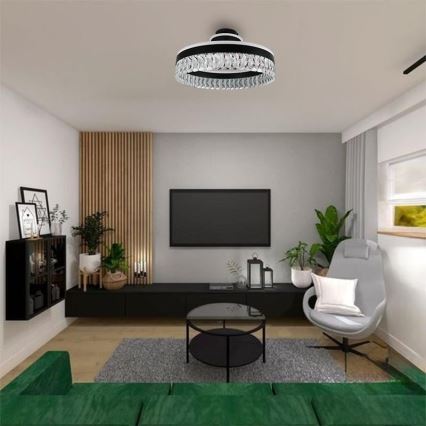 LED Димируем кристален полилей за повърхностен монтаж LED/75W/230V 3000-6500K черен + дистанционно управление