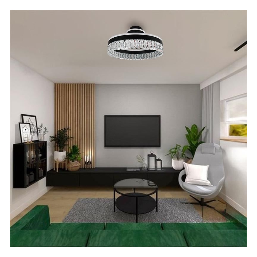 LED Димируем кристален полилей за повърхностен монтаж LED/75W/230V 3000-6500K черен + дистанционно управление