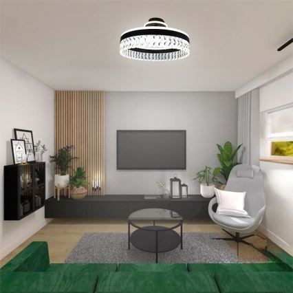 LED Димируем кристален полилей за повърхностен монтаж LED/75W/230V 3000-6500K черен + дистанционно управление