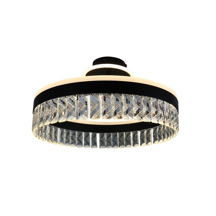 LED Димируем кристален полилей за повърхностен монтаж LED/75W/230V 3000-6500K черен + дистанционно управление